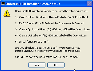 Screenshot: UUI after clicking Create