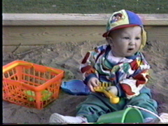 Willem with a snarky face in the sandbox, 37 Kbytes, 240x180