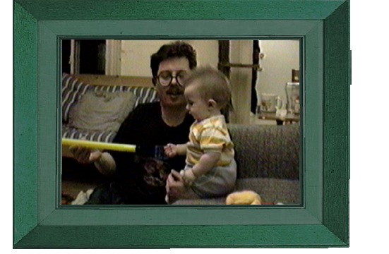 Bob and Willem playing with the Giggle Stick