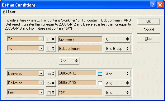 Tools, Rules, New Rule, Define Conditions