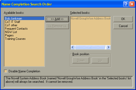 Name Completion Search Order - Frequent Contacts removed